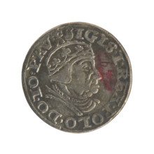 Gdansk trojak, Sigismund I the Old (King of Poland; 1506–1548). Polish coin, Jagiellon dynasty.