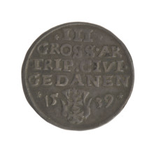 Gdansk trojak, Sigismund I the Old (King of Poland; 1506–1548). Obv.: Crowned male bust in profile