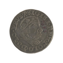 Gdansk trojak, Sigismund I the Old (King of Poland; 1506–1548). Obverse: Crowned male bust in