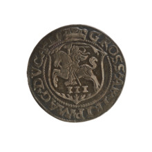 Trojak (coin) of Sigismund II Augustus (King of Poland, 1544–1572), 1563. Aw.: Under a crown, tied