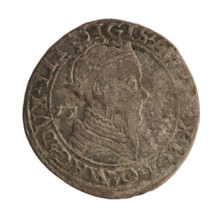 Lithuanian trojak, Sigismund II Augustus (king of Poland; 1544–1572); coats of arms; Jagiellonians