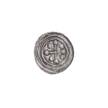 Denarius of Boleslaw III Krzywousty (prince of Poland; ca. 1125–1138). Obverse: in the beaded