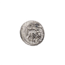 Denarius of Boleslaw III Krzywousty (prince of Poland; 1086–1138). Obverse: in the linear border, a
