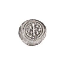 Denarius, Boleslaw III Krzywousty (prince of Poland; 1086–1138). Obverse: in the linear border, a