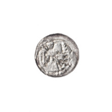 Denarius of Boleslaw III Krzywousty (prince of Poland; 1086–1138). Obverse: in the linear border, a