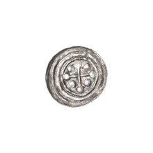 Denarius of Boleslaw III Krzywousty (prince of Poland; reign 1107–1138). Obverse: in the beaded