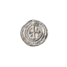 Denarius of Boleslaw III Krzywousty (prince of Poland; ca. 1086–1138). Obverse: within a linear