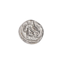 denarius, Boleslaw III Krzywousty (prince of Poland; 1086–1138), spearhead (issue mark), chain mail