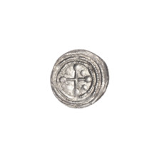 Denarius, Boleslaw III Krzywousty (prince of Poland; 1107–1138). Obverse: in the beaded border, a