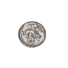Denarius of Boleslaw III Krzywousty (prince of Poland; 1107–1138). Obverse: in a beaded border, a