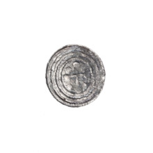 Denarius, Boleslaw III Krzywousty (prince of Poland; 1086–1138). Obverse: in the beaded border, a