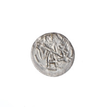 Denarius of Boleslaw III Krzywousty (prince of Poland; 1086–1138). Obverse: in the beaded border, a