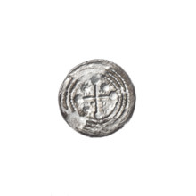Denarius, Boleslaw III Krzywousty (prince of Poland; 1086–1138). Obv.: in beaded border, a knight