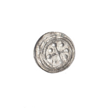 denarius, Boleslaw III Krzywousty (Prince of Poland; 1107–1138), allegories, chainmail, spearhead