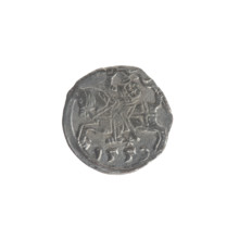 Lithuanian denarius of Sigismund II Augustus (King of Poland; 1544–1572), featuring emblems of the