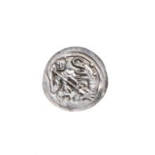 Denarius of Boleslaw III Krzywousty (prince of Poland; 1086–1138). Obverse: in a linear border, a