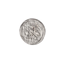 Denarius of Boleslaw III Krzywousty (prince of Poland; 1107–1138). Obverse: in the beaded border, a