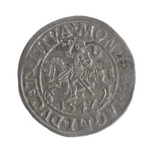 Lithuanian half-grosz, Sigismund II Augustus (King of Poland; 1544–1572). Obverse: Polish Eagle; in