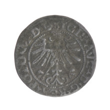 Lithuanian half-grosz, Sigismund II Augustus (King of Poland; 1544–1572). Obverse: Polish Eagle; in