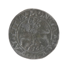 Lithuanian half-grosz, Sigismund II Augustus (King of Poland; 1544–1572). Obverse: Polish Eagle; in