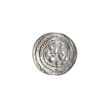 Denarius of Boleslaw III Krzywousty (prince of Poland; ca. 1125–1138). Obverse: in the beaded