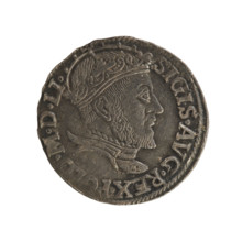 Lithuanian trojak, Sigismund II Augustus (King of Poland; 1544–1572); coats of arms; Jagiellonians