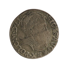 Lithuanian trojak forgery of Sigismund II Augustus (King of Poland; 1544–1572), after the original.