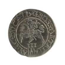 Lithuanian trojak, Sigismund II Augustus (king of Poland; 1544–1572); emblems of the Jagiellon