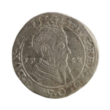 Lithuanian trojak, Sigismund II Augustus (King of Poland; 1544–1572). Silver coin (trojak), 1562.