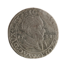 Lithuanian trojak, Sigismund II Augustus (King of Poland; 1544–1572); coats of arms; Jagiellons