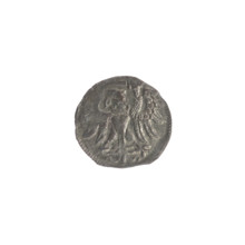Gdansk denarius, Sigismund II Augustus (King of Poland; 1544–1572); obverse: in the border the