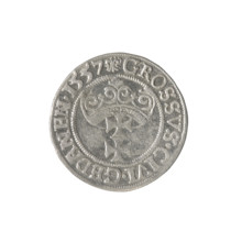 Gdansk grosz, Sigismund II Augustus (King of Poland; 1544–1572), Jagiellon dynasty. Obverse: