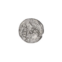 Denarius, Boleslaw III Krzywousty (prince of Poland; 1107–1138). Obverse (beaded border): a knight