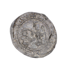 Bracteate, c. 1135–1138. Silver coin (diameter 24.9–26.8 mm, weight 0.63 g). Romanesque. Obverse: