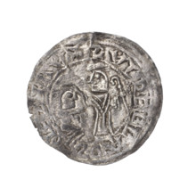 Bracteate, 1135–1138. Obverse: In a pearl border, on the left side, facing right, a kneeling prince