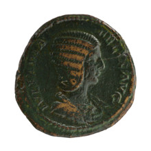 Sestertius of Caracalla (reign 198–217 CE) featuring Julia Domna (ca. 160–217 CE; Roman empress