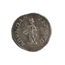 Denarius of Elagabalus (reigned 218–222). Obverse: Bust of Elagabalus with laurel wreath and