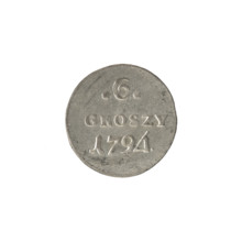 crown sixer, Stanislaw August Poniatowski (King of Poland; 1732–1798), 1794, Polish-Lithuanian