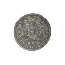 Gdansk six-coin, Stanislaw August Poniatowski (King of Poland; 1764–1795). Maker: Rudolf Ernest