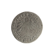 Prussian grosz, Sigismund I the Old (King of Poland; 1506–1548). Silver coin (grosz), 1535, Torun,