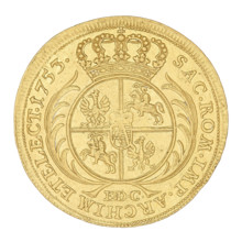 Crown double-ducat by Ernest Dietrich Croll (fl. 1753–1763) for August III the Saxon (King of