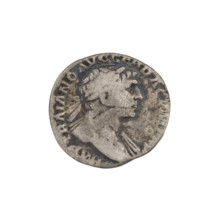 Denarius, Trajan (53–117; Roman emperor 98–117). Obverse: head of Trajan with laurel wreath facing