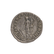 denarius; Obv.: head of Trajan with laurel wreath facing right; rim inscription: IMP TRAIANO AVG
