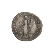denarius, laurel wreaths, cornucopias, heads, Fortuna (personification). Obv.: head of Trajan