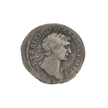 Denarius; Obv.: head of Trajan with laurel wreath facing right; rim inscription: IMP TRAIANO AVG