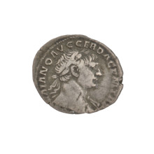 Denarius, Trajan (53–117; Roman emperor 98–117). Obverse: head of Trajan right, decorated with a
