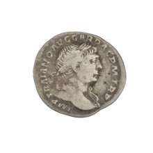 Denarius, Trajan (53–117; Roman emperor 98–117). Obverse: head of Trajan to the right,