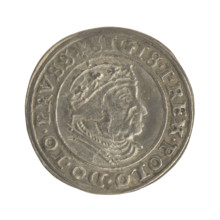 Gdansk grosz, Sigismund I the Old (King of Poland; 1506–1548). Polish coin (1540). Obverse: Crowned