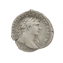 Denarius, Trajan (53–117; Roman emperor 98–117). Obverse: head of Trajan right, decorated with a