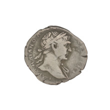 Denarius, Trajan (53–117; Roman emperor 98–117). Obverse: head of Trajan facing right, decorated